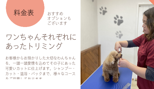 旭川市トリミングの料金表